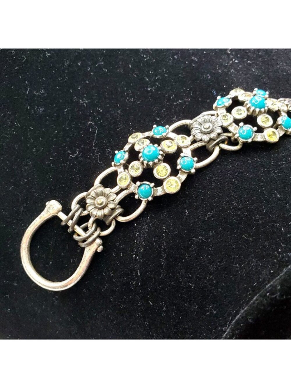 VTG LUCKY BRAND Statement Bracelet Green and Light Yellow Set In Silver Tone - Picture 7 of 8